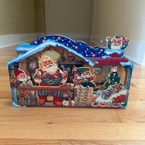 Vintage San Francisco Music Box Company Wooden Musical Santa’s Workshop